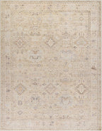 Hauteloom Nakia Bohemian Vintage Medallion Area Rug - Damask Floral Fade Look Carpet for Living Room, Farmhouse - Ivory, Cream, Medium Brown - 5'3" x 7' (5x7 Area Rug)