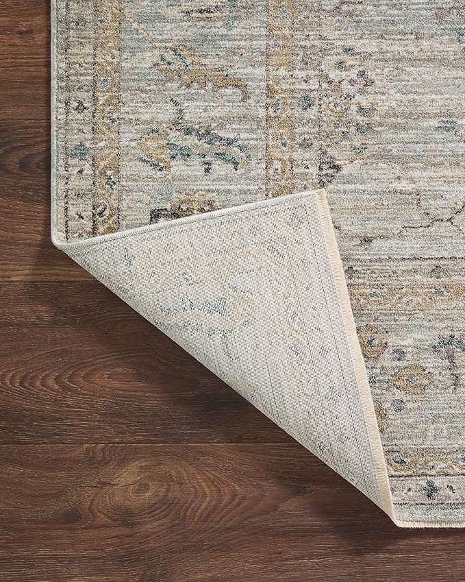 Loloi Magnolia Home by Joanna Gaines Millie Collection MIE-02 Sky/Gold 2'-7" x 8'-0", .25" Pile Height, Runner Rug