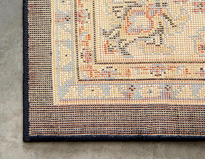 Unique Loom Sialk Hill Collection Area Rug - Washington (7' 10" x 10' Rectangle Navy Blue/Cream)