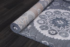 CAMILSON Indoor Outdoor Rug 10x14 Bohemian Medallion Floral Area Rugs for Indoor and Outdoor Patios Easy-Cleaning Non-Shedding Living Room Garden and Kitchen Washable Outside Carpet (10 x 14 / Navy)