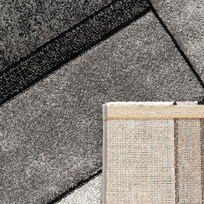 Paco Home Area Rug Modern Geometric Pattern in Grey White, Size: 2'8" x 4'11"