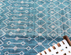 Unique Loom Outdoor Trellis Collection Area Rug - Tribal Trellis (8' x 11' 4" Rectangle, Teal/ Ivory)