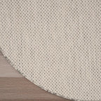 Nourison Home Courtyard Ivory Silver 6' x Round Area Rug - Easy Clean, Non Shedding, Bed Room, Living Room, Dining Room, Kitchen (6' x Round)