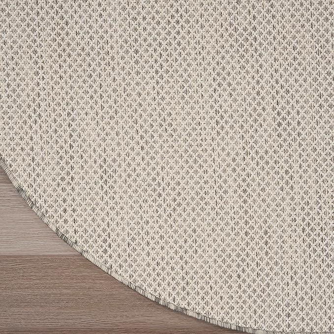 Nourison Home Courtyard Ivory Silver 6' x Round Area Rug - Easy Clean, Non Shedding, Bed Room, Living Room, Dining Room, Kitchen (6' x Round)
