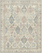 GENIMO 6x9 Area Rugs for Living Room, Machine Washable Low Pile Rugs, Chenille Non Alip Vintage Rug for Bedroom, Dining Room, Home Office, Beige Cream