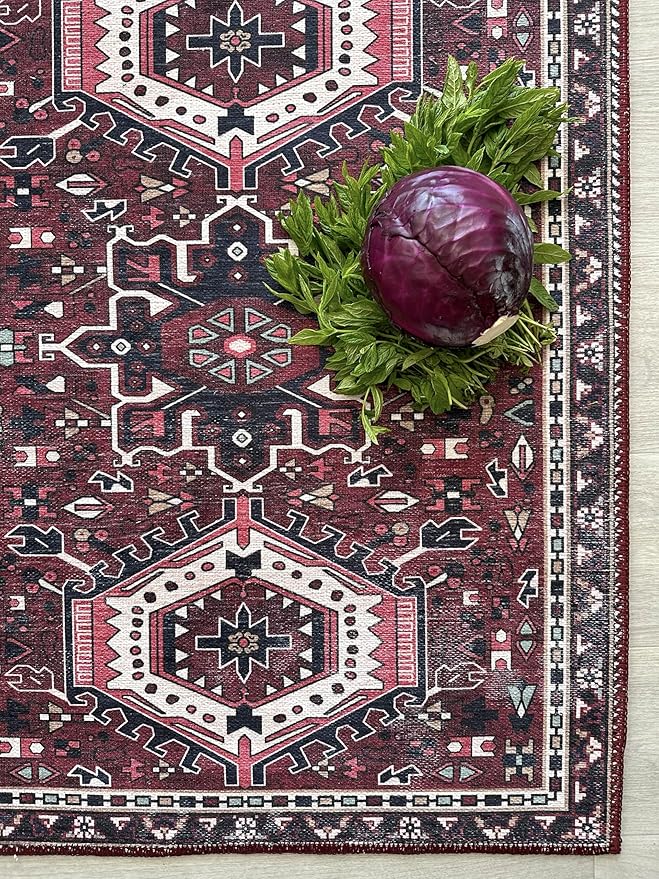 Fame Living Faded Oushak Rug, Turkish Vintage Floral Pastel Large Oversized Area Rugs for Living Room Dining Bedroom Kitchen Bathroom Nursery (848CrNv, 2' x 3')