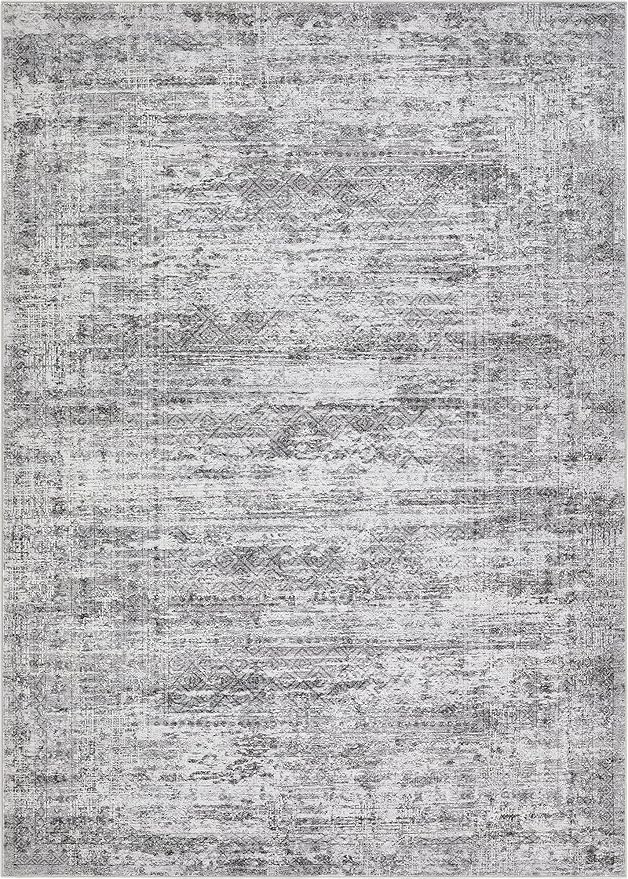 6x9 Area Rug Living Room Rugs - Washable Neutral Modern Abstract Soft Thin Rug Indoor Floor No Slip Rug Carpet for Bedroom Under Dining Table Home Office Decor - Light Gray