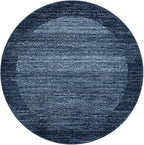 Rugs.com Angelica Collection Rug – 4 Ft Round Navy Blue Medium-Pile Rug Perfect for Kitchens, Dining Rooms