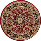 Well Woven Barclay Collection Medallion Kashan Red 4 ft Round Rug - for Entryways, Small Bedrooms, Living Rooms