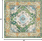SAFAVIEH Monaco Collection Area Rug - 4' Square, Forest Green & Light Blue, Medallion Distressed Design, Non-Shedding & Easy Care, Ideal for High Traffic Areas in Living Room, Bedroom (MNC243F)