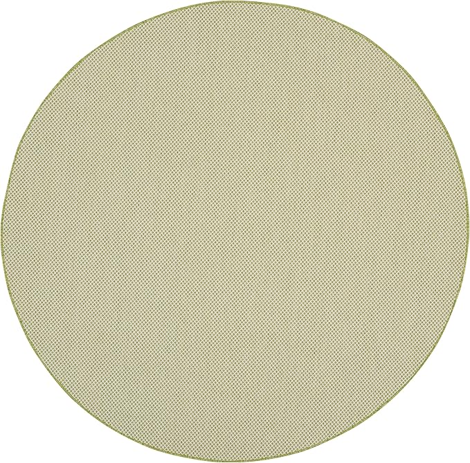 Nourison Home Courtyard Ivory Green 8' x Round Area Rug - Easy Clean, Non Shedding, Bed Room, Living Room, Dining Room, Kitchen (8' x Round)