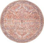 GLN Rugs Traditional Collection - Machine Washable Area Rug, Traditional Washable, Non Slip, Low Pile Chenille Rug, Living Room, Bedroom, Kitchen Rug (5'3" Round Terra/Multicolor 1168)