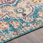 Livabliss Area Rugs - 5x7 Romaine Vintage Boho Navy Sky Blue Rose Area Rug for Living Room Bedroom - Floral Medallion Stain Resistant Carpet for Kitchen, Nursery, Office (5'3" x 7'6")
