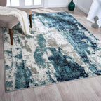 LUXE WEAVERS Modern Abstract Art Light Blue 4x5 Area Rug
