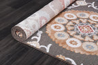 CAMILSON Indoor Outdoor Rug 8x10 Bohemian Medallion Floral Area Rugs for Indoor and Outdoor Patios Easy-Cleaning Non-Shedding Living Room Garden and Kitchen Washable Outside Carpet (8 x 10 / Brown)