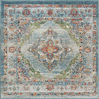 Unique Loom Isabella Collection Area Rug - Rossellini (4' 1" Square, Blue/ Beige)