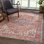Bloom Rugs Washable 9' x 12' Rug - Red/Orange/Beige Traditional Area Rug for Living Room, Bedroom, Dining Room, and Kitchen - Exact Size: 9' x 12'
