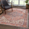 Bloom Rugs Washable 6' x 9' Rug - Red/Orange/Beige Traditional Area Rug for Living Room, Bedroom, Dining Room, and Kitchen - Exact Size: 6' x 9'