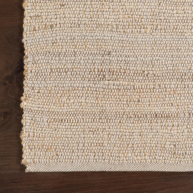 nuLOOM 2x3 Elfriede Jute & Cotton Hand Woven Area Rug, Natural, Solid Rustic Farmhouse Style, Weaved Design, Natural Fiber, For Bedroom, Living Room, Dining Room, Hallway, Office, Entryway