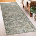 ReaLife Rugs Machine Washable Area Rug Runner - Living Room Bedroom Bathroom Kitchen Entryway Office - Padded Low Pile Stain Resistant Premium - Boho Farmhouse Vintage - Lyle - Brown 2'6" x 8'