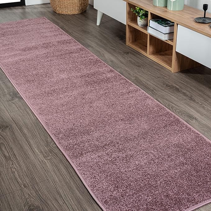 Eyely UES100R-216 Supersoft Haze Solid Low-Pile Indoor Runner Rug, Coastal, Bohemian, Minimalist, Classic, Casual for Bedroom,Kitchen,Living Room,Non Shedding,Easy-Washing, Purple, 2 X 16