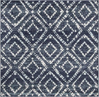 SAFAVIEH Adirondack Collection Area Rug - 10' Square, Navy & Ivory, Modern Diamond Distressed Design, Non-Shedding & Easy Care, Ideal for High Traffic Areas in Living Room, Bedroom (ADR131N)
