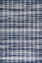 Dash & Albert Denim Plaid Blue Machine Washable Rug, 4 X 6 Feet, Blue/White Plaid Pattern