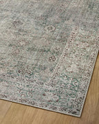 Loloi Chris Loves Julia Jules Collection JUL-08 Emerald/Antique Ivory 3'-6'' x 5'-6'', .13" Pile Height, Accent Rug