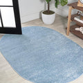 JONATHAN Y Haze Solid Low-Pile Classic Blue 5x8 Oval Indoor Area Rug, Coastal,Bohemian,Minimalist,Classic, Easy-Cleaning for Living Room,Bedroom,Kitchen,Pet Friendly,Non-Shedding (SEU100F-5OV)