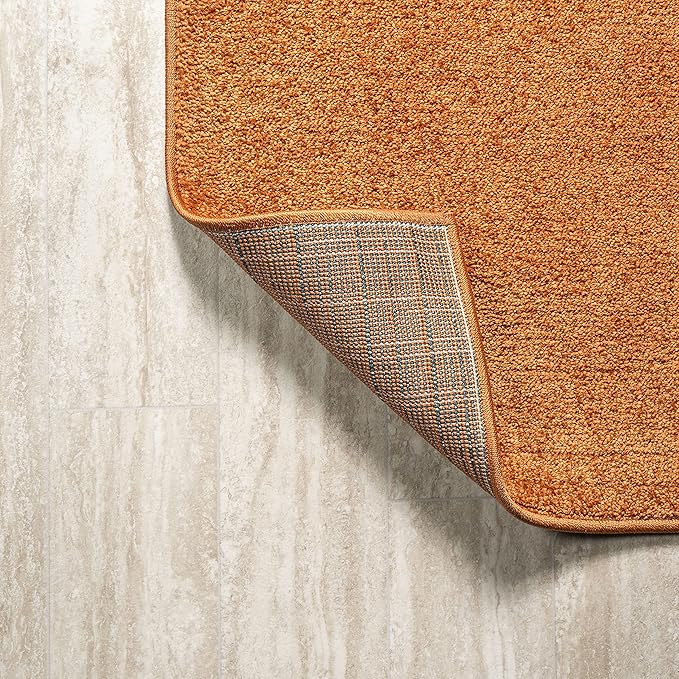 JONATHAN Y Haze Solid Low-Pile Orange Indoor Area Rug 4x6, Coastal,Bohemian,Minimalist,Classic, Easy-Cleaning for Living Room,Bedroom,Kitchen,Pet Friendly,Non-Shedding (SEU100M-4)