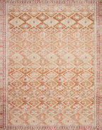 Loloi Layla Collection LAY-16 Natural/Spice 2'-6" x 12'-0" .13" Thick Runner Rug, Soft, Durable, Vintage Inspired, Distressed, Low Pile, Non-Shedding, Easy Clean, Printed, Living Room Rug