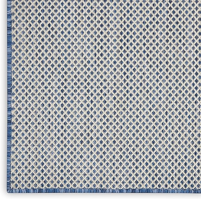 Nourison Home Courtyard Ivory Blue 5' x 7' Area Rug - Easy Clean, Non Shedding, Bed Room, Living Room, Dining Room, Kitchen (5' x 7')