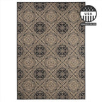 FH Home Flat Woven Outdoor Rug - Waterproof, Easy to Clean, Stain resistant - Premium Polypropylene Yarn - Mosaic Tile - Patio, Deck, Porch, Balcony, Laundry - Messina - Charcoal - 3ft 11 in x 5ft 6in