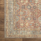 Bloom Rugs Washable Non-Slip 6' x 9' Rug - Terracotta/Mustard Traditional Area Rug for Living Room, Bedroom, Dining Room, and Kitchen - Exact Size: 6' x 9'