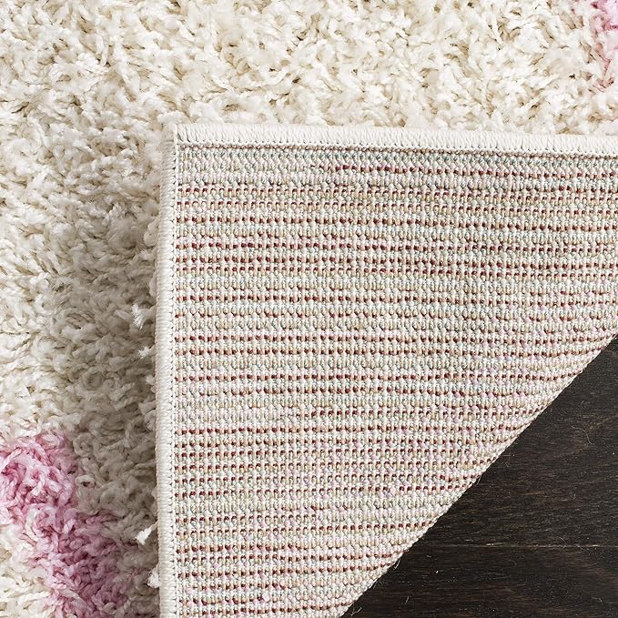 SAFAVIEH Dallas Shag Collection Area Rug - 10' x 14', Ivory & Light Pink, Trellis Design, Non-Shedding & Easy Care, 1.5-inch Thick Ideal for High Traffic Areas in Living Room, Bedroom (SGD257P)