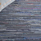SAFAVIEH Rag Rug Collection Area Rug - 8' x 10', Ink & Multi, Handmade Boho Stripe Cotton, Ideal for High Traffic Areas in Living Room, Bedroom (RAR121C)