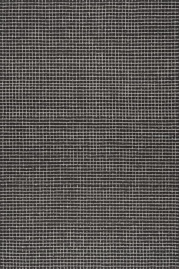 Rugs USA 6x9 Melrose Checked Wool Indoor Area Rug, Contemporary Farmhouse Charcoal/Ivory for Living Room, Bedroom, Office, Entryway, Hallway