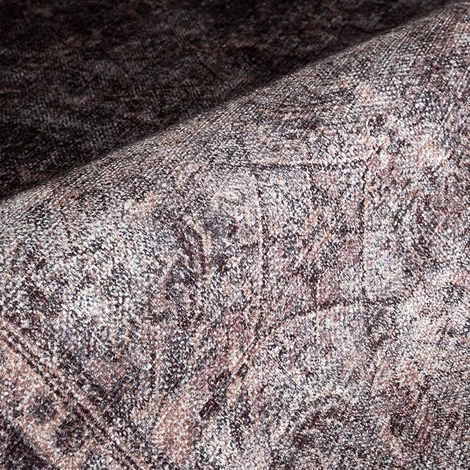 Fame Rugs Turkish Rug. Washable Vintage Oriental Antique Inspired Traditional Doormat Small Modern Area Rugs Luxury Entryway Entry Bedroom Bathroom Kitchen (397CB, 2'5 x 9'8)