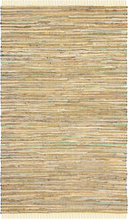 SAFAVIEH Rag Rug Collection Area Rug - 5' x 8', Yellow & Multi, Handmade Boho Stripe Cotton, Ideal for High Traffic Areas in Living Room, Bedroom (RAR121H)