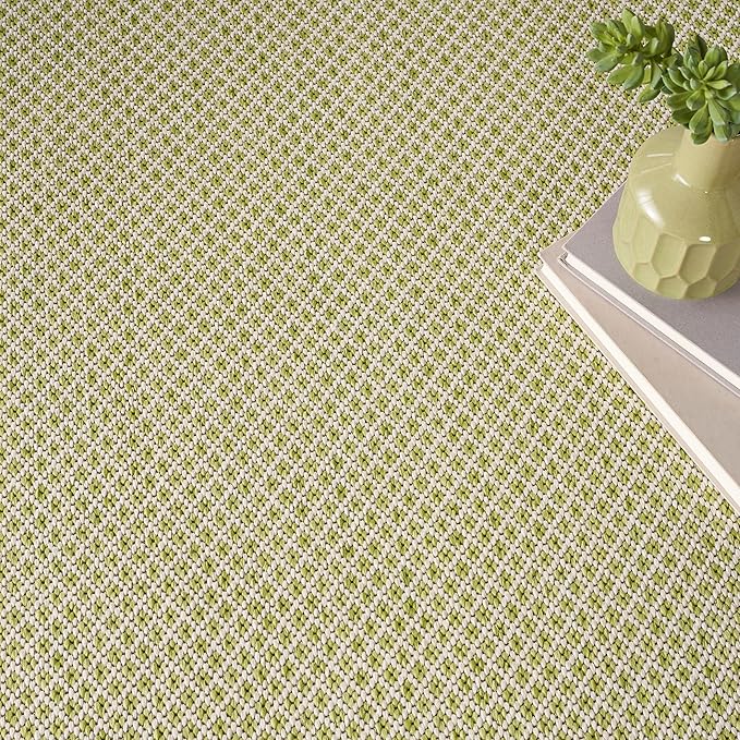 Nourison Home Courtyard Ivory Green 8' x Round Area Rug - Easy Clean, Non Shedding, Bed Room, Living Room, Dining Room, Kitchen (8' x Round)