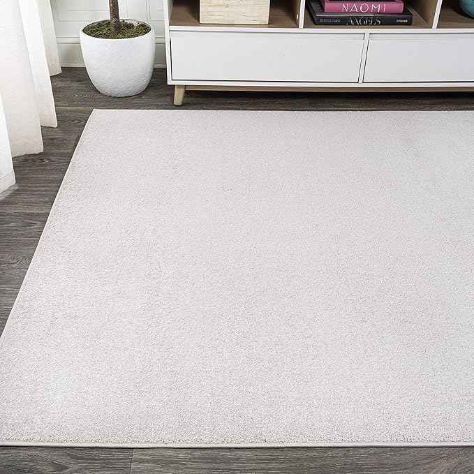 Eyely UES100D-5 Supersoft Haze Solid Low-Pile Indoor Area Rug Casual;Contemporary;Solid;Traditional, Bedroom, Kitchen, Living Room, Easy-Cleaning, Non-Shedding, 5 X 8, Ivory