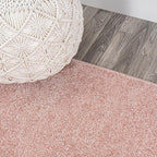 Eyely UES100P-6R Supersoft Haze Solid Low-Pile Indoor Area Rug, Coastal, Bohemian, Minimalist, Classic, Casual for Bedroom,Kitchen,Living Room,Non Shedding,Easy-Washing, Pink, 6' Round