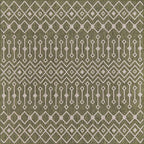 Unique Loom Outdoor Trellis Collection Area Rug - Tribal Trellis (7' 10" Square, Green/ Natural)