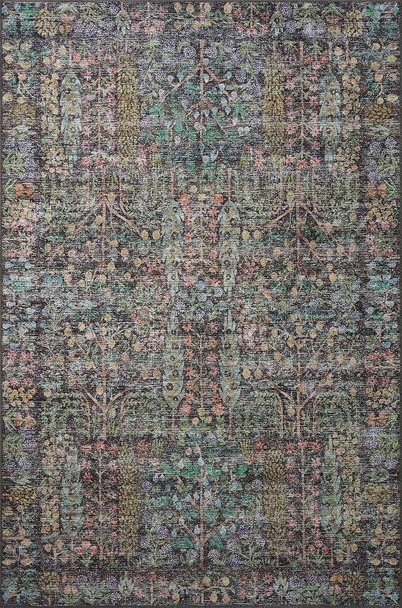 Loloi Rifle Paper Co. Maison Collection MAO-07 Charcoal 3'-0" x 3'-0" Round, .19" Pile Height, Accent Rug
