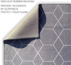 Custom Made Runner Rug for Kitchen Foyer Hallway Entry Choose Your Length Size 26 Inch Wide Geometric Lattice Design Grey Color (6 feet x 26 inch)