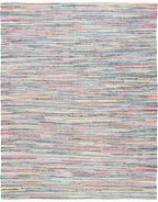 SAFAVIEH Rag Rug Collection Area Rug - 8' x 10', Grey & Multi, Handmade Boho Stripe Cotton, Ideal for High Traffic Areas in Living Room, Bedroom (RAR121M)