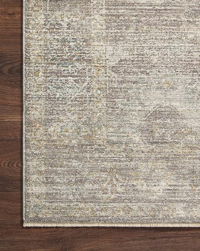 Loloi Magnolia Home by Joanna Gaines Millie Collection MIE-05 Stone/Natural 9'-6" x 9'-6", .25" Pile Height, Round Area Rug
