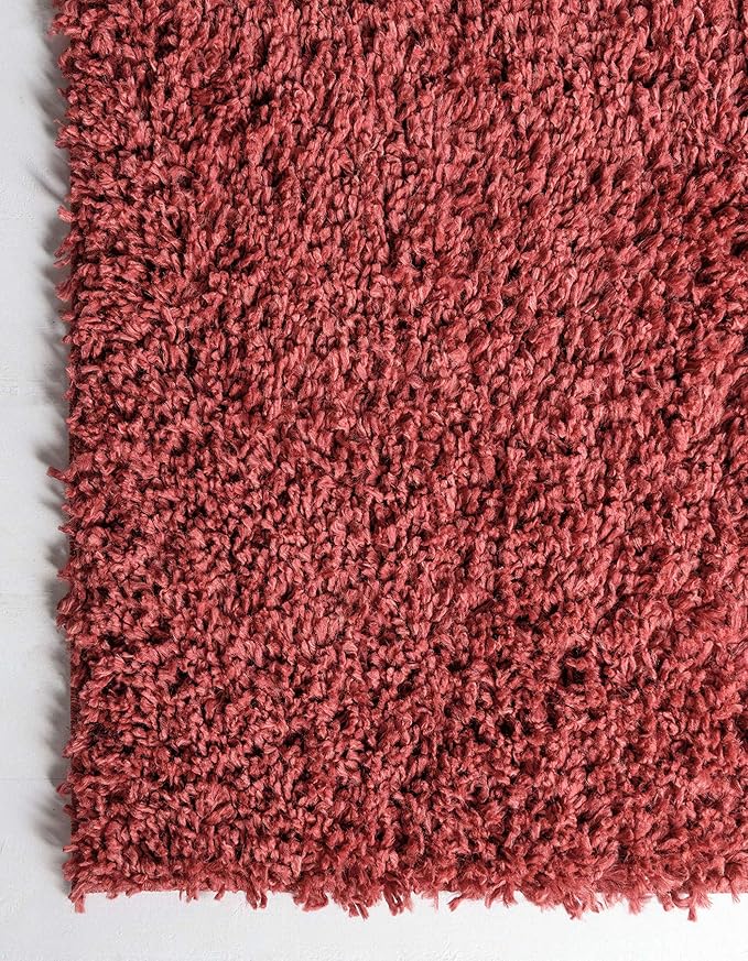 Unique Loom Davos Shag Collection Area Rug - Solid (2' 2" x 6' 7" Runner, Poppy)
