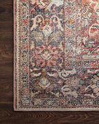 Loloi Layla Collection LAY-02 Spice/Marine 7'-6" x 9'-6" .13" Thick Area Rug, Soft, Durable, Vintage Inspired, Distressed, Low Pile, Non-Shedding, Easy Clean, Printed, Living Room Rug