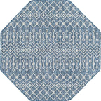 Unique Loom Outdoor Trellis Collection Area Rug - Tribal Trellis (5' 1" Octagon, Blue/ Ivory)